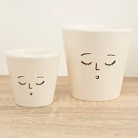 Sleepy Face Pot | White | Pots & Planters