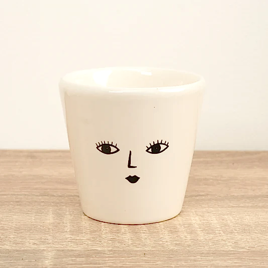 Wakey Face Pot | White | Pots & Planters