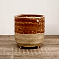 Titan Glaze Pot With Feet | Orange - Ceramic Plant Pot