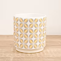 Retro Geometric Pot | Mustard - Ceramic Plant Pot