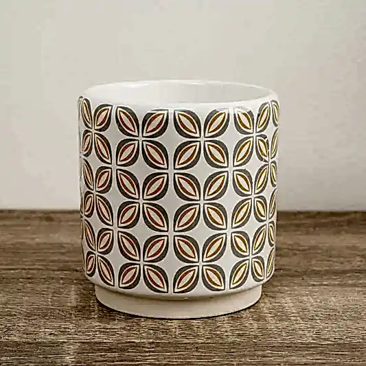 Retro Geometric Pot | Mustard | Pots & Planters