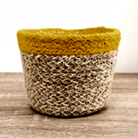 Hessian Lined Pot | Yellow Stripe - Hessian Plant Pot