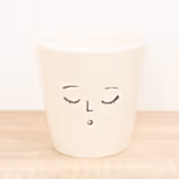 Sleepy Face Pot | White - Ceramic Plant Pot