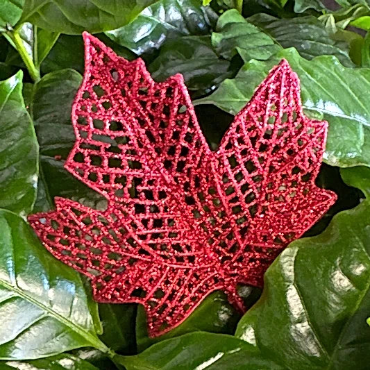 Sparkle Red Maple Leaf | Decorative Plant Pot Accessory | Gardening Accessories