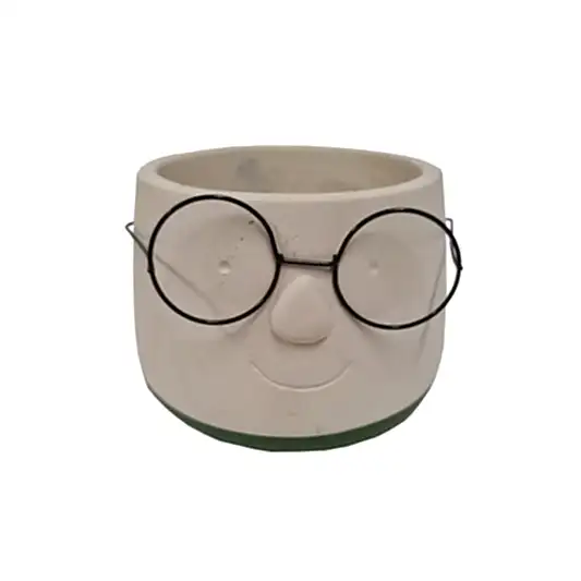 Happy Plant Pot with Glasses | Green | Pots & Planters