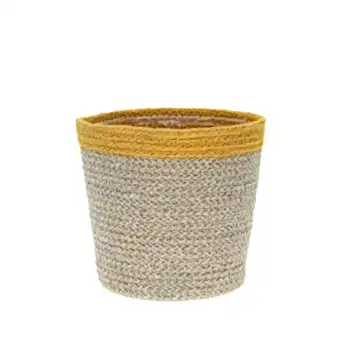 Hessian Lined Pot | Yellow Stripe | Pots & Planters