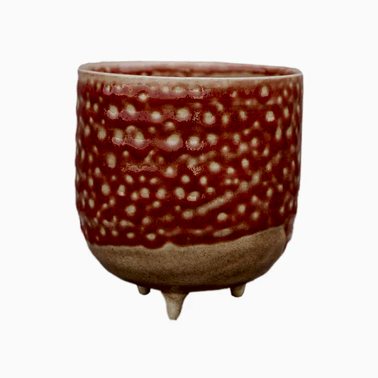 Titan Glaze Pot With Feet | Orange | Pots & Planters